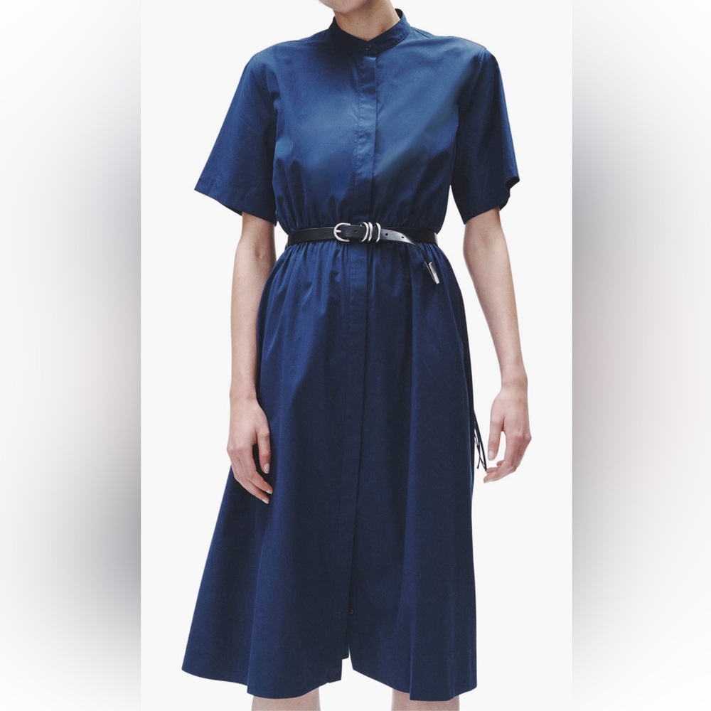 Rag & Bone Navy Ronan Cotton Midi Shirtdress with Cutout